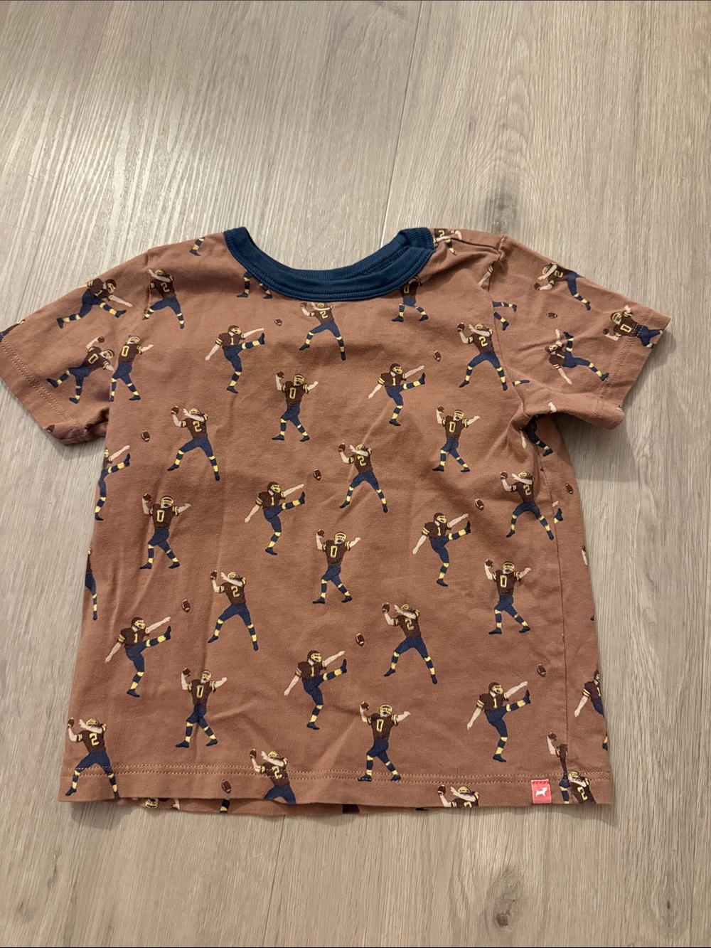 Coop Kids Brown Football Print Short Sleeve Tee